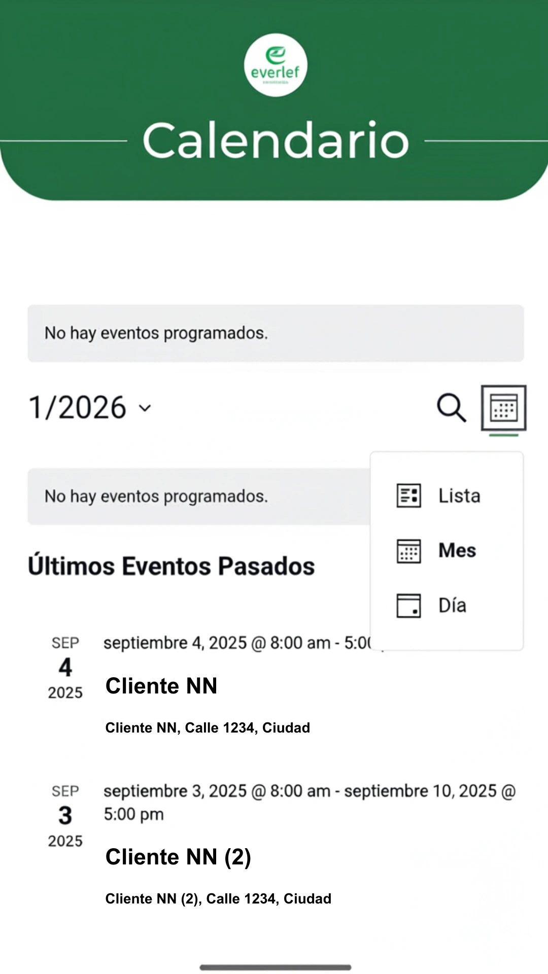 Cliente NN, Calle 1234, Ciudad